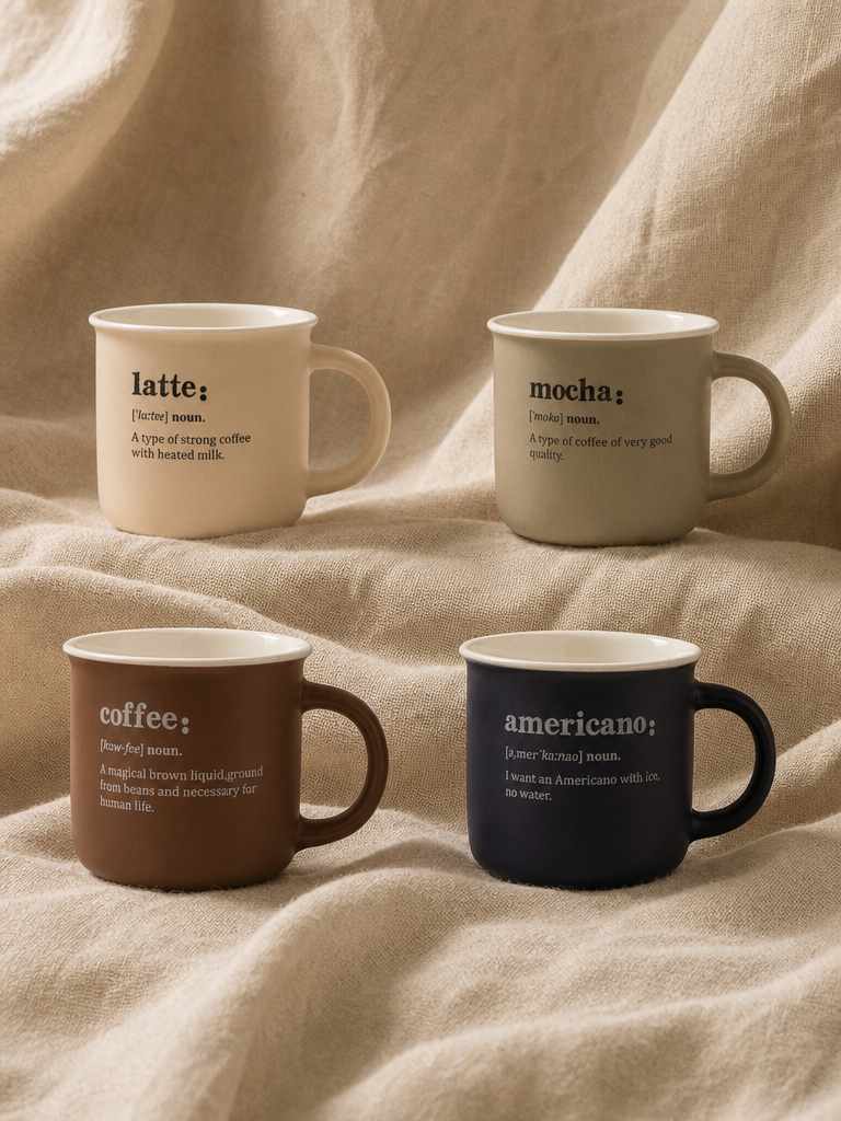 NOVA 4'lü Kupa Bardak Seti Latte Mocha Coffee Americano - v2