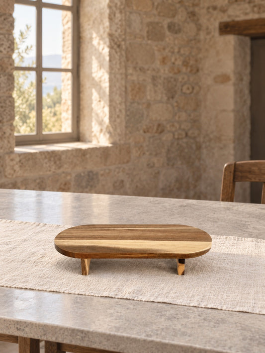 DALIA Akasya Ahşap Ayaklı Oval Sunum Tahtası 40 cm