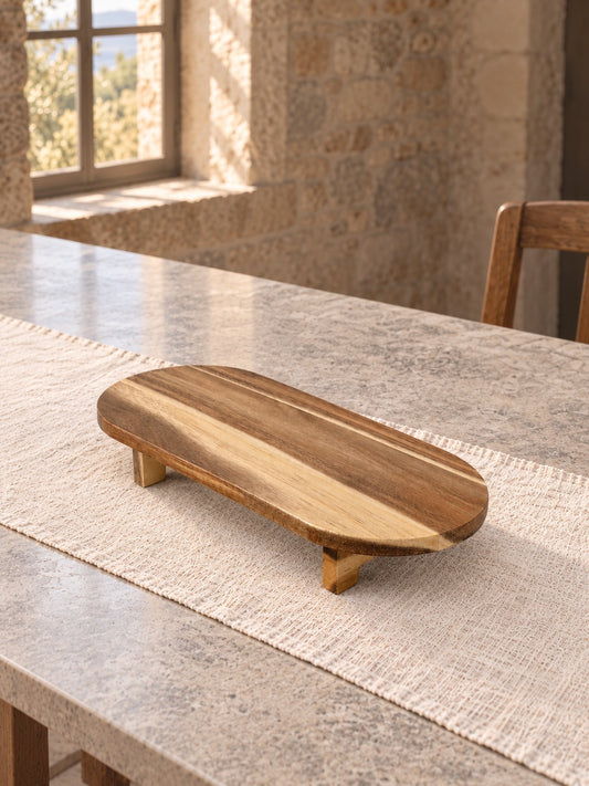 DALIA Akasya Ahşap Ayaklı Oval Sunum Tahtası 40 cm