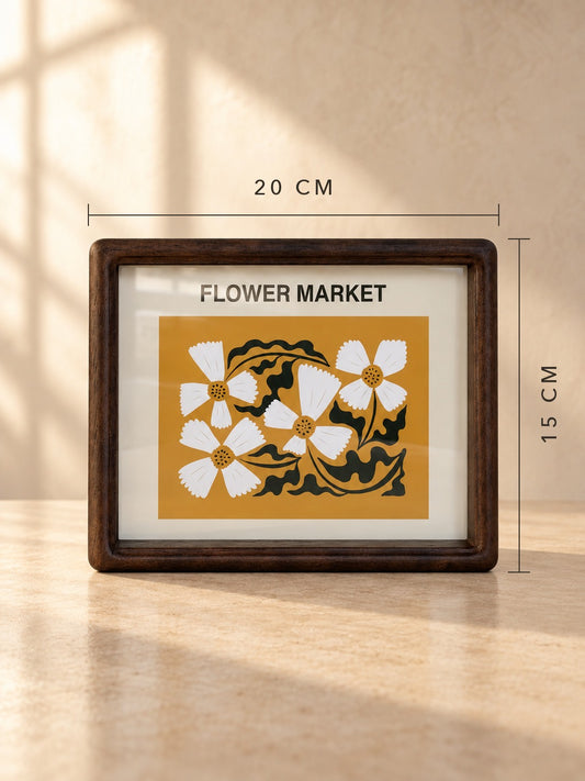 FLORA Ahşap Çerçeveli Flower Market Tablo Sarı Papatya