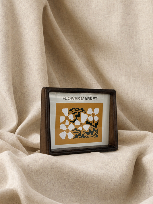 FLORA Ahşap Çerçeveli Flower Market Tablo Sarı Papatya - v2