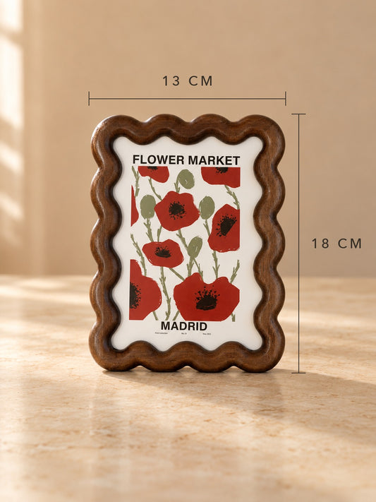 FLORA Ahşap Dalgalı Çerçeveli Flower Market Madrid Tablo Gelincik