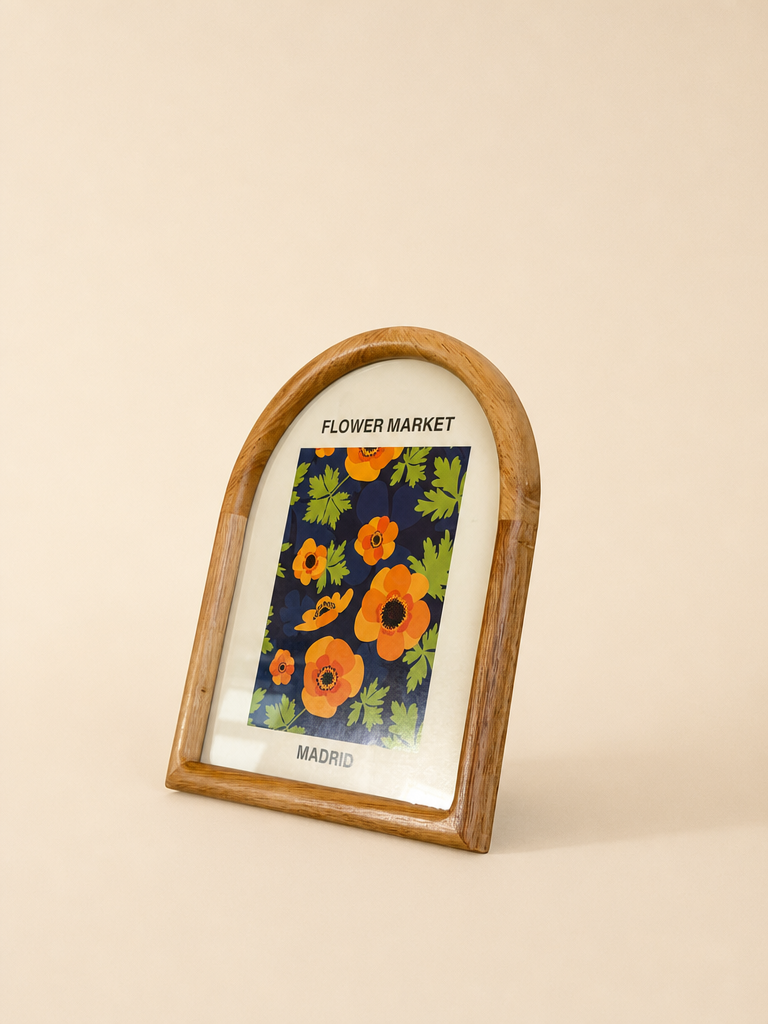FLORA Ahşap Kemerli Çerçeveli Flower Market Madrid Tablo Turuncu - 2