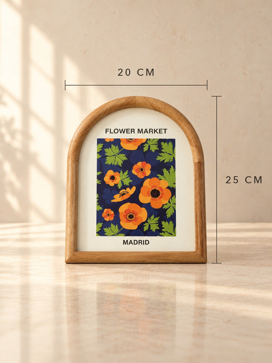 FLORA Ahşap Kemerli Çerçeveli Flower Market Madrid Tablo Turuncu