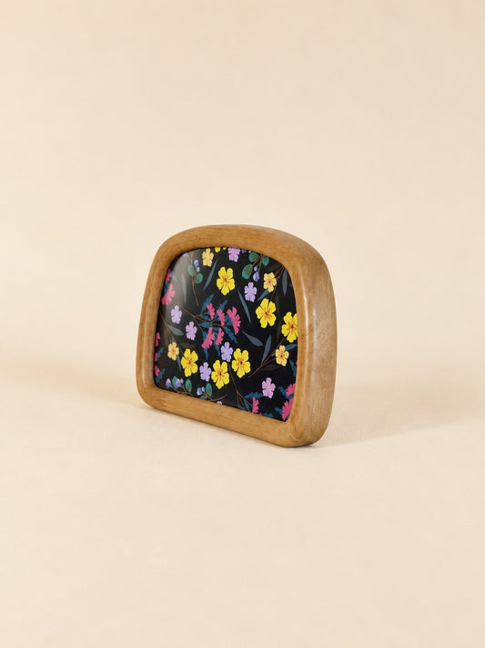 FLORA Ahşap Oval Çerçeveli Tablo Renkli Çiçek Yatay