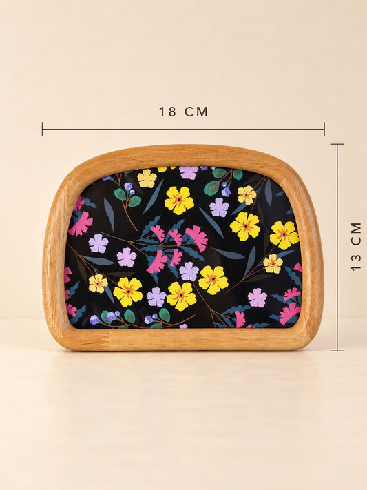 FLORA Ahşap Oval Çerçeveli Tablo Renkli Çiçek Yatay