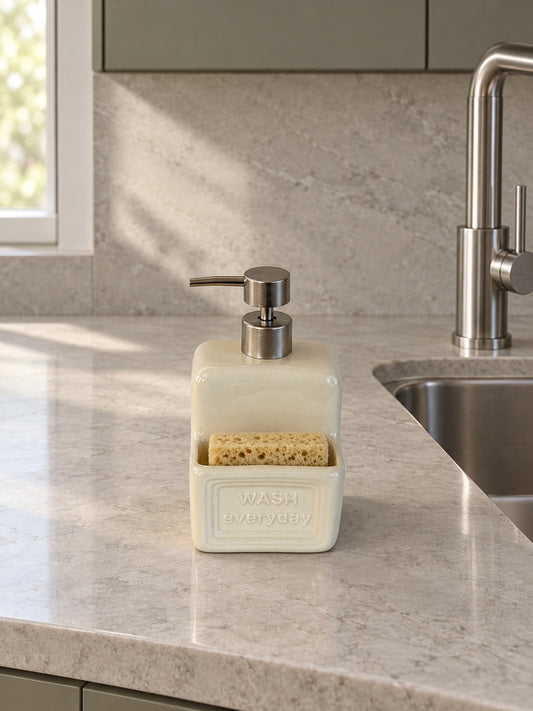LANA Seramik Sıvı Sabunluk Wash Everyday Yazılı Krem