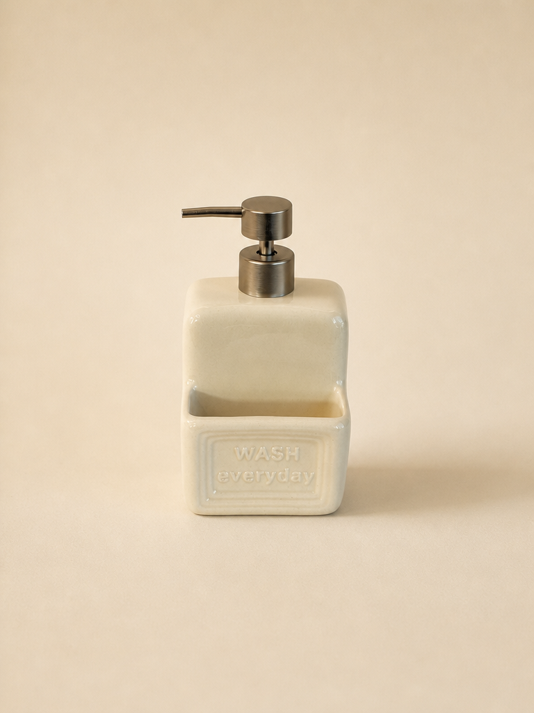 LANA Seramik Sıvı Sabunluk Wash Everyday Yazılı Krem - 1