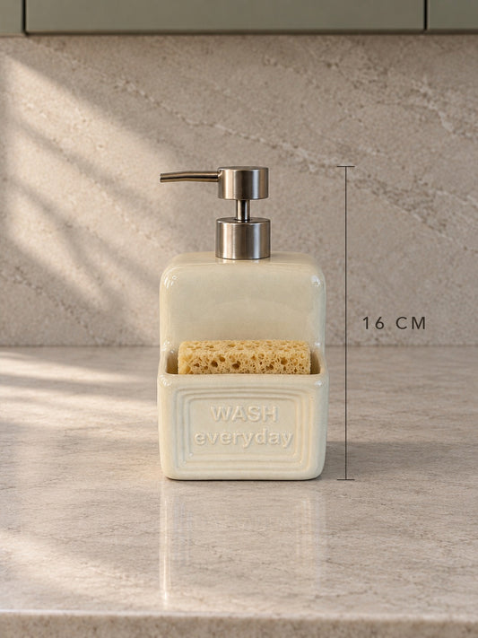 LANA Seramik Sıvı Sabunluk Wash Everyday Yazılı Krem