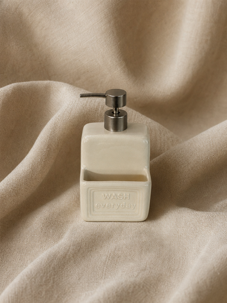LANA Seramik Sıvı Sabunluk Wash Everyday Yazılı Krem - v2