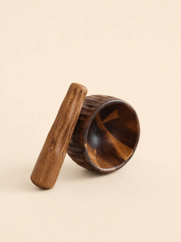 LARA Akasya Ahşap Havan Tokmaklı Oluklu - 4