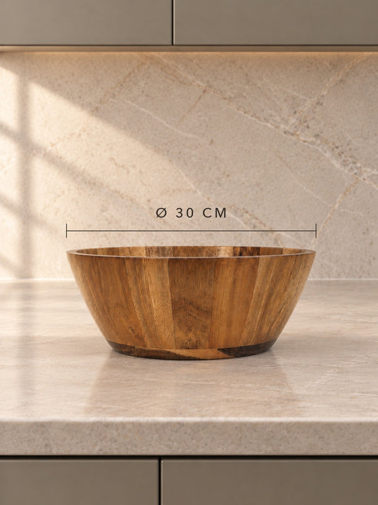 LARA Akasya Ahşap Salata Kasesi 30 cm