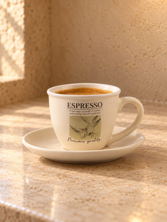 LIVIA 4'li Espresso Fincan Tabaklı Seti Botanik Desenli Vintage