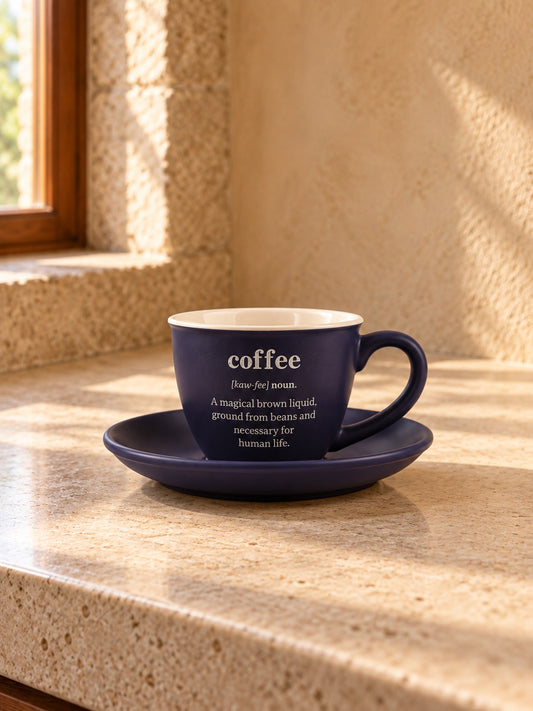 LIVIA 4'lü Espresso Fincan Tabaklı Seti Coffee Espresso Yazılı
