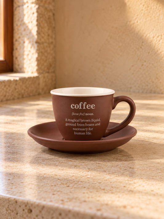 LIVIA 4'lü Espresso Fincan Tabaklı Seti Coffee Espresso Yazılı