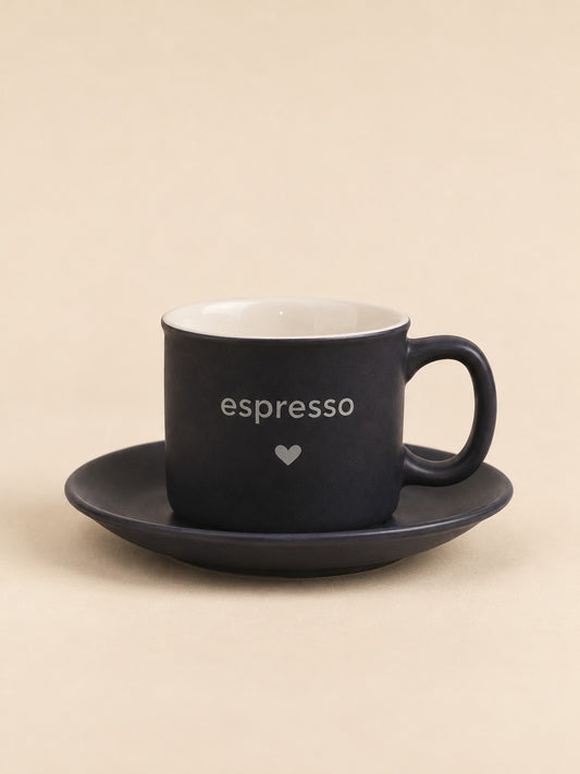 LIVIA 4'lü Espresso Fincan Tabaklı Seti Kalp Detaylı