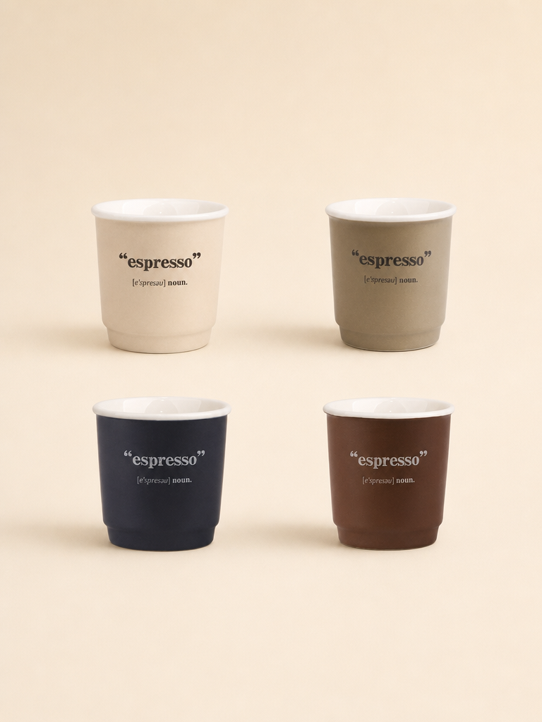 LIVIA 4'lü Espresso Fincan Seti Renkli Espresso Yazılı - fotosuz