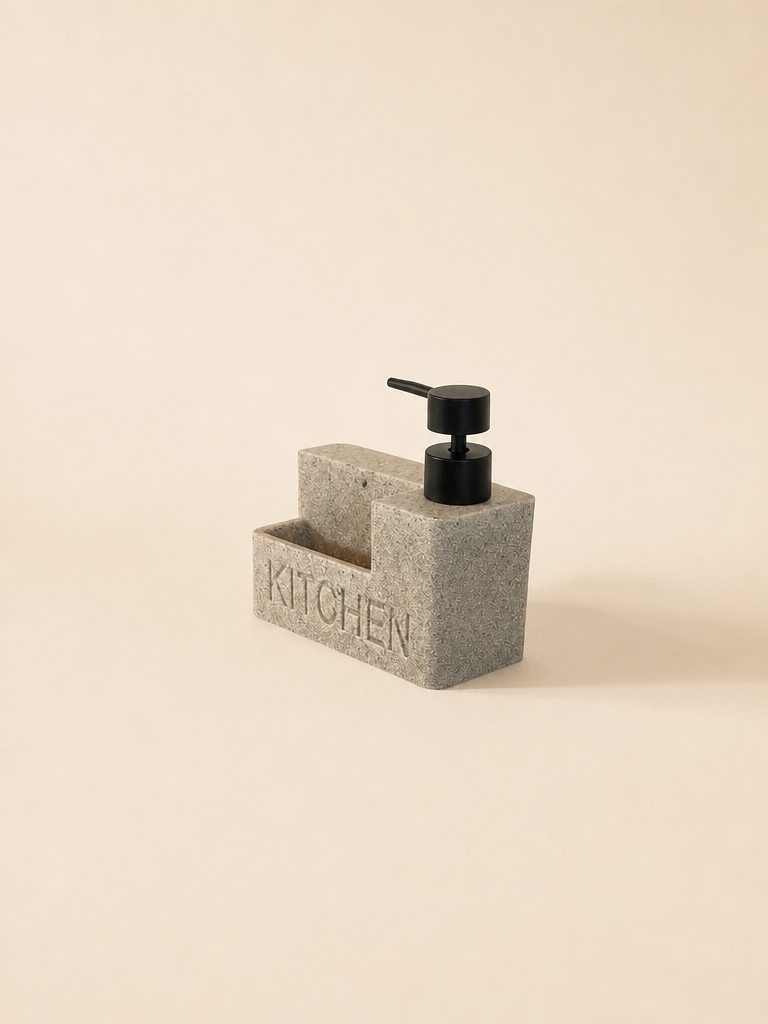 MARA Taş Efektli Sıvı Sabunluk Süngerlikli Kitchen Yazılı - 4