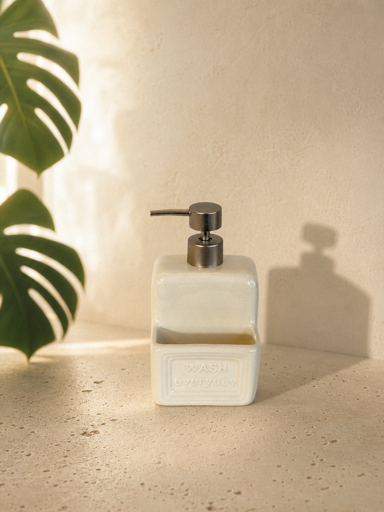 LANA Seramik Sıvı Sabunluk Wash Everyday Yazılı Krem - yp2