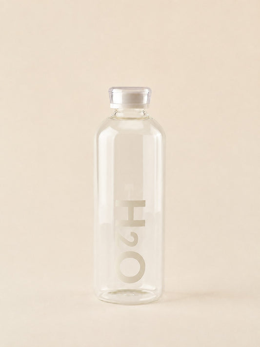 MILA H2O Borosilikat Cam Matara 1 Litre Beyaz