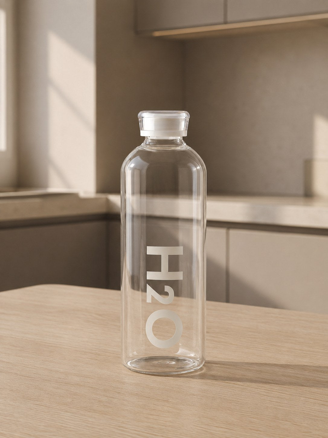 MILA H2O Borosilikat Cam Matara 1 Litre Beyaz