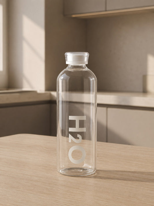MILA H2O Borosilikat Cam Matara 1 Litre Beyaz