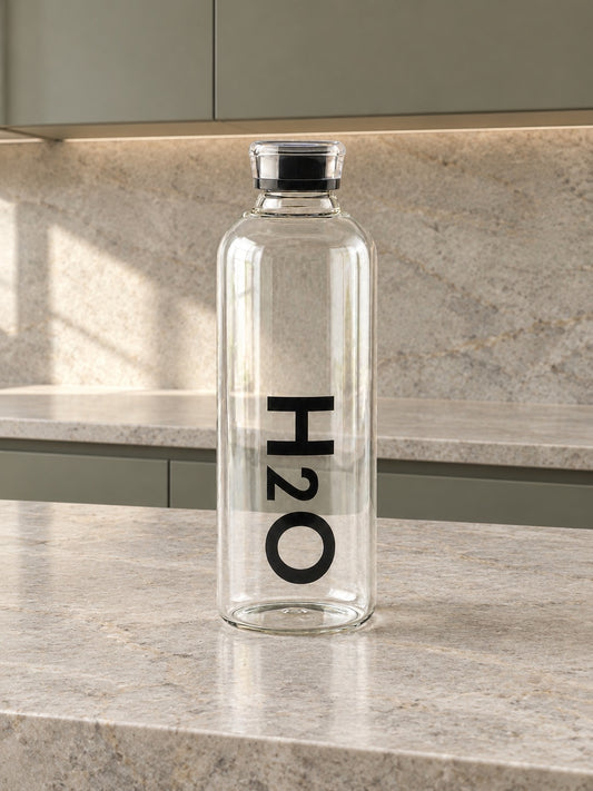 MILA H2O Borosilikat Cam Matara 1 Litre Siyah