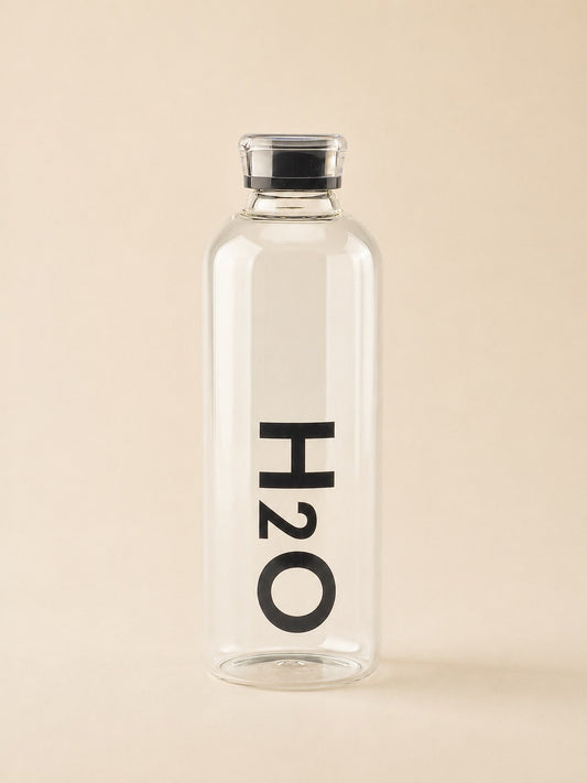 MILA H2O Borosilikat Cam Matara 1 Litre Siyah