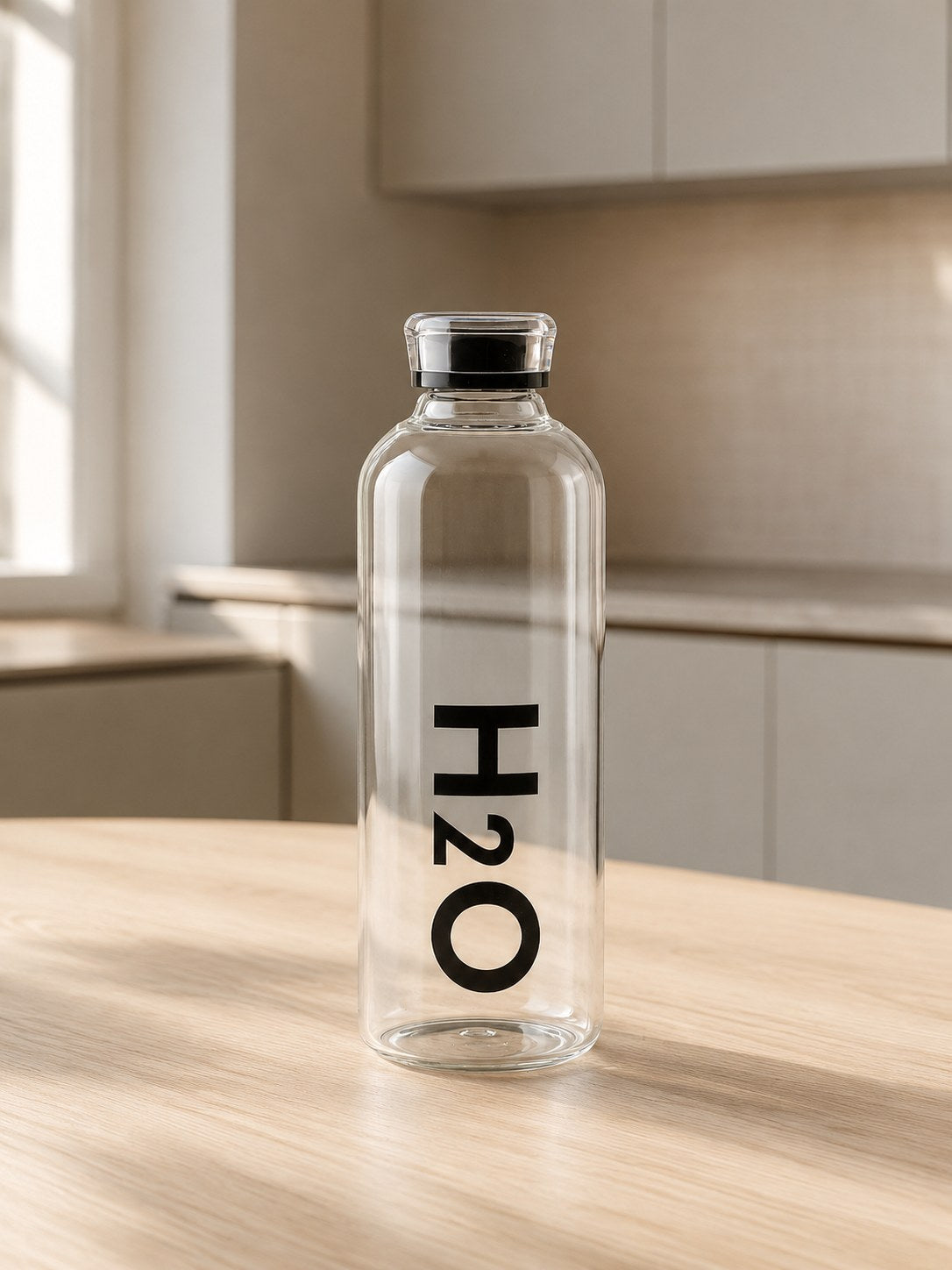 MILA H2O Borosilikat Cam Matara 1 Litre Siyah