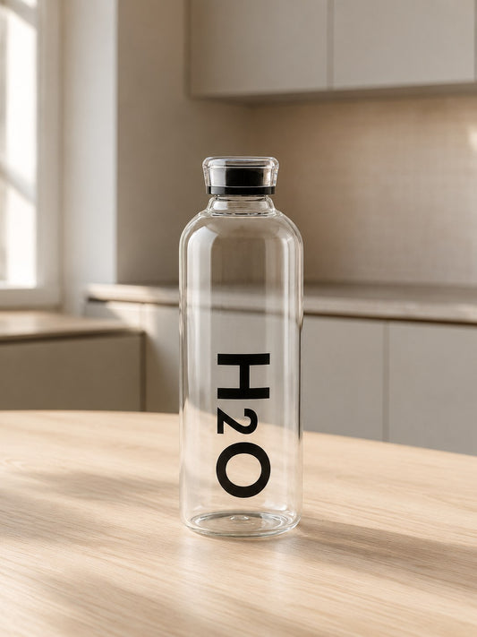 MILA H2O Borosilikat Cam Matara 1 Litre Siyah