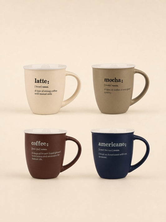 NOVA 4'lü Kupa Bardak Seti Latte Mocha Coffee Americano Mat