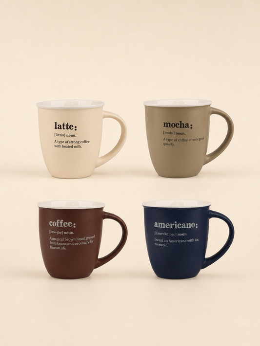 NOVA 4'lü Kupa Bardak Seti Latte Mocha Coffee Americano Mat - fotosuz