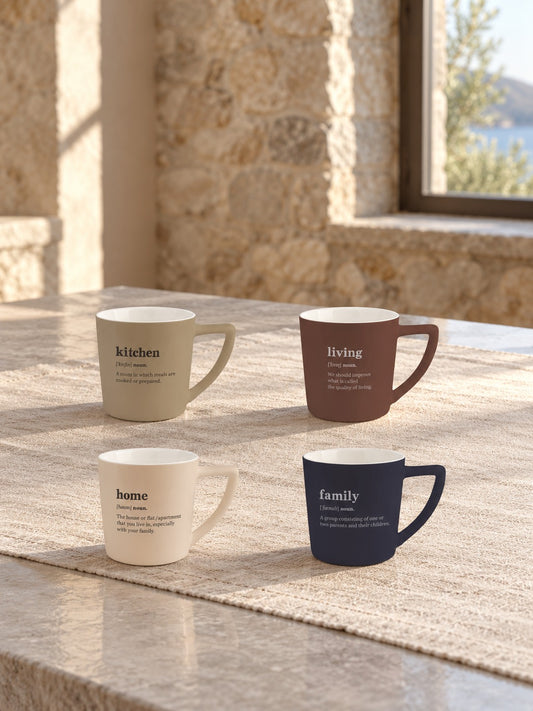 NOVA 4'lü Kupa Bardak Living Home Family Kitchen Yazılı