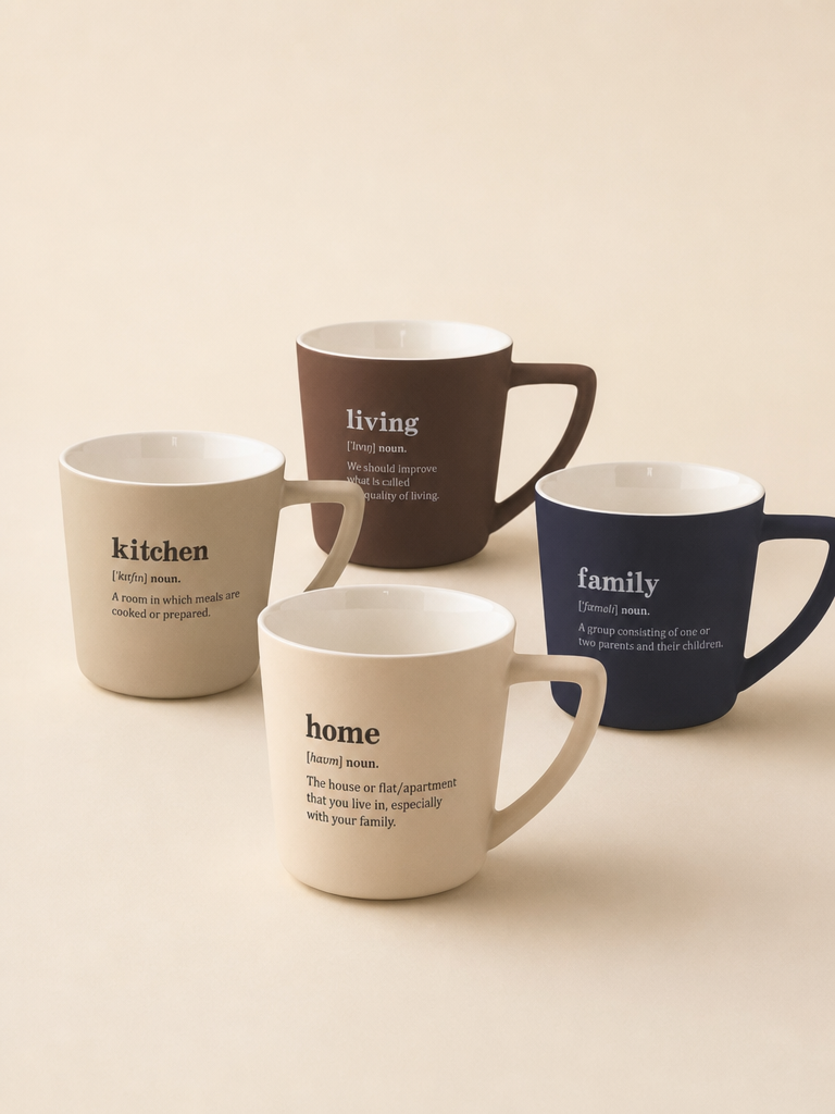 NOVA 4'lü Kupa Bardak Living Home Family Kitchen Yazılı