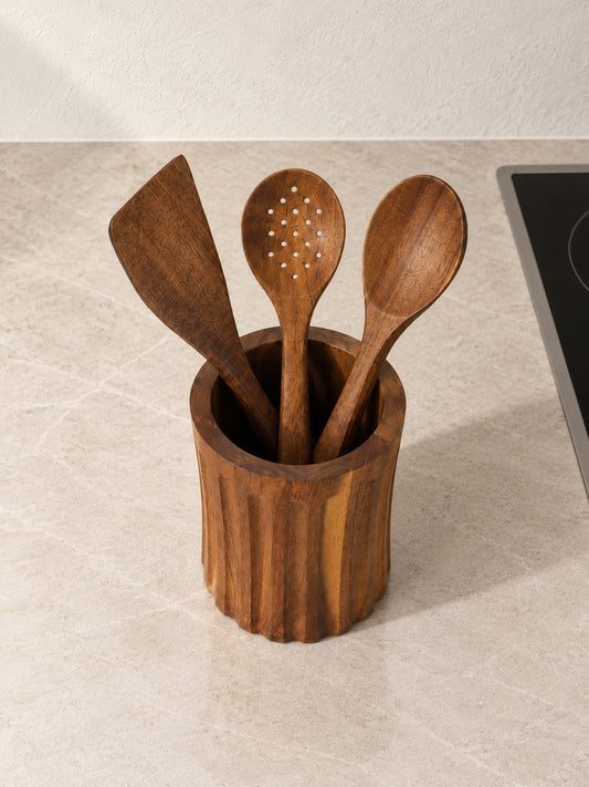 ROSA Akasya Ahşap Kaşık Spatula Kaşıklık Seti