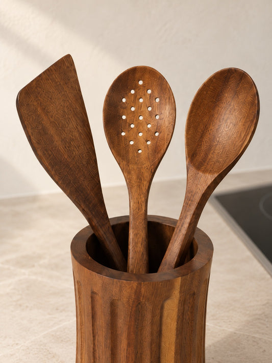 ROSA Akasya Ahşap Kaşık Spatula Kaşıklık Seti