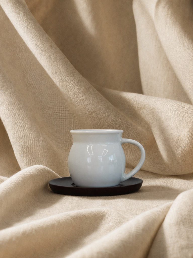 SILEA 6 Kişilik Akasya Ahşap Tabaklı Fincan Takımı Düz - v2