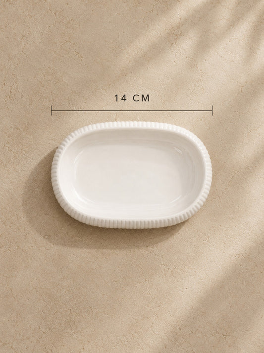 SIRI 6'lı 14 cm Kabartmalı Porselen Kayık Tabak Seti