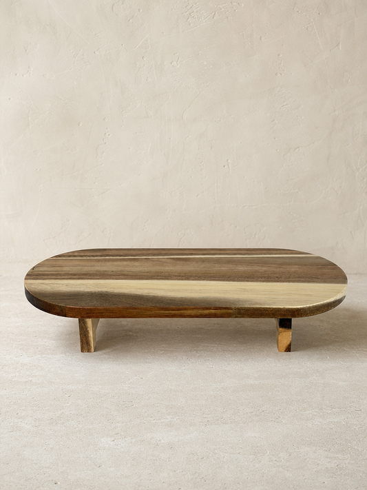 DALIA Akasya Ahşap Ayaklı Oval Sunum Tahtası 40 cm - yp4